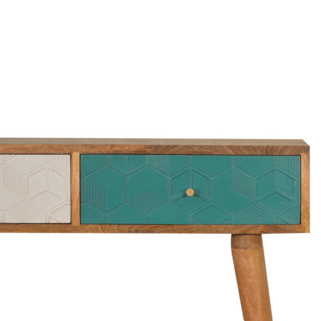 Acadia Teal and White Console Table - Image 6