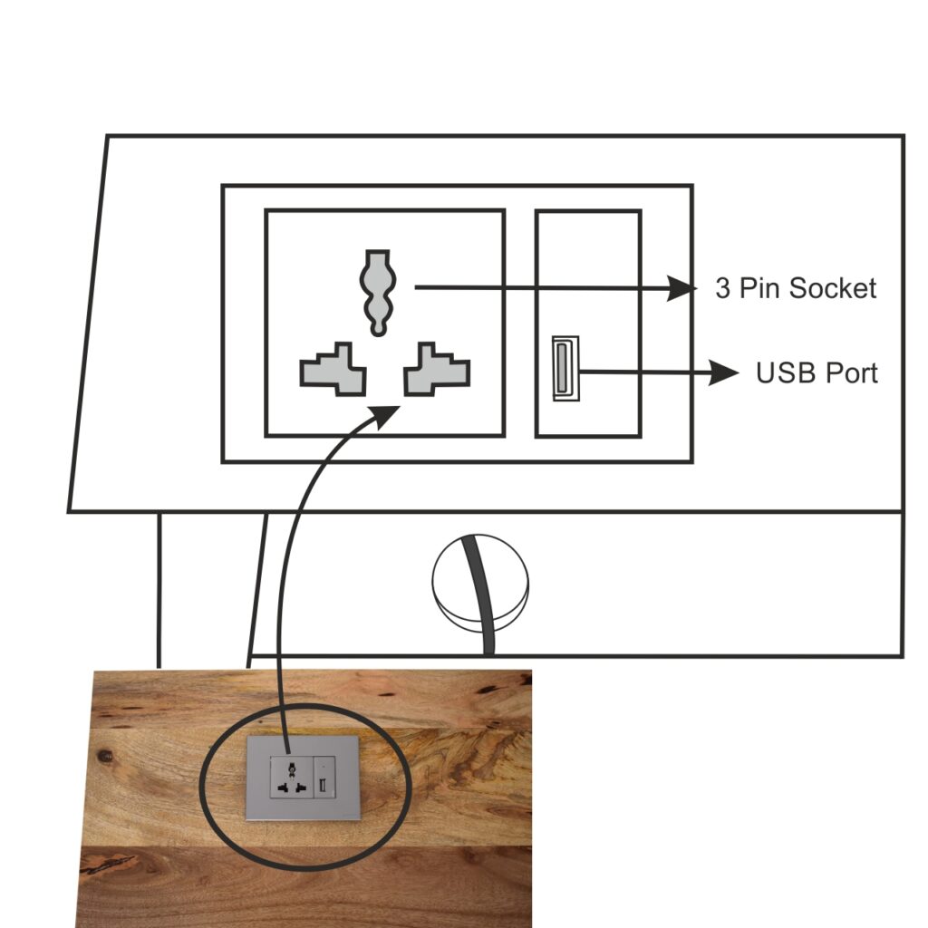 2 Drawer Cable Writing Desk - Image 12
