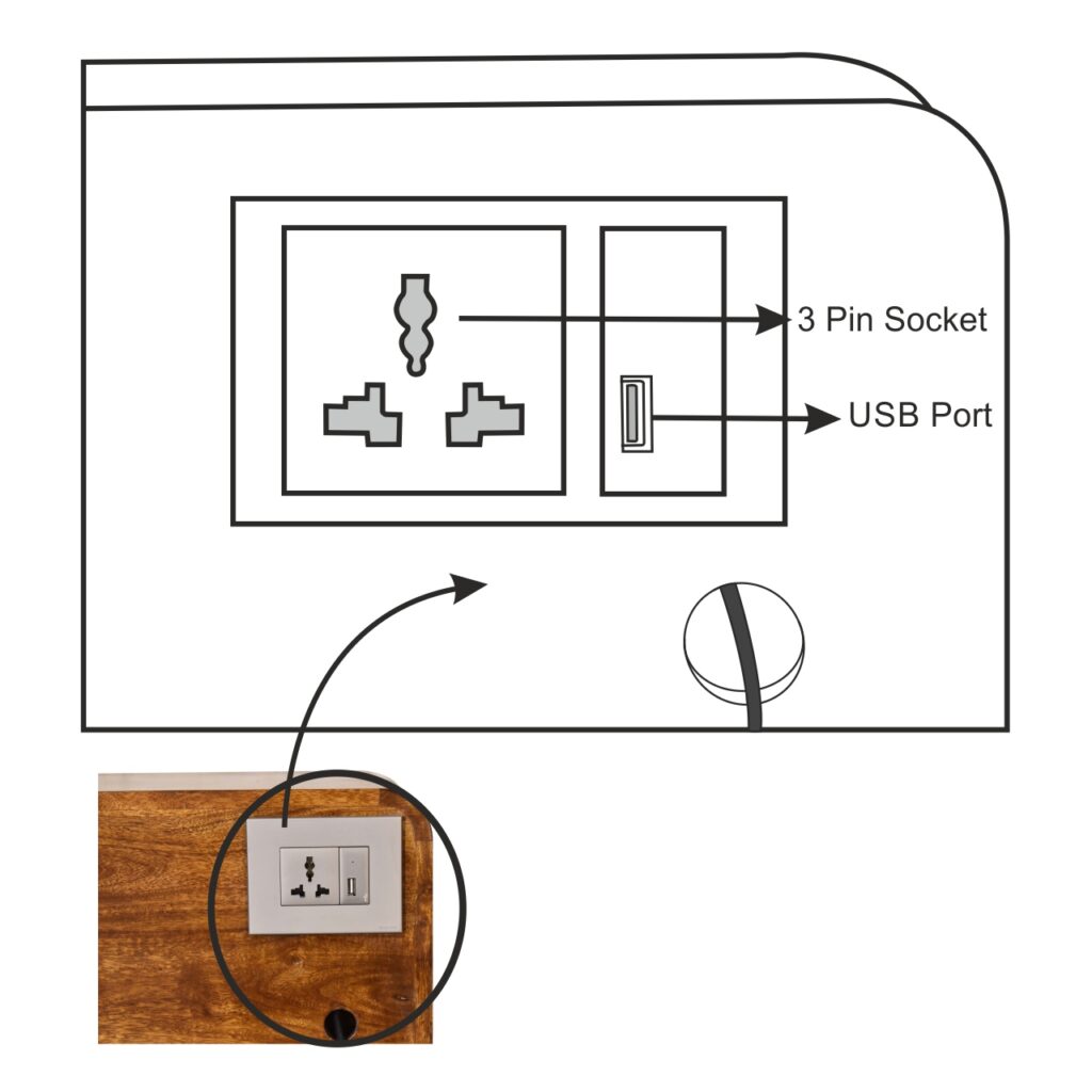 Curve Chestnut Cable Access Bedside - Image 12