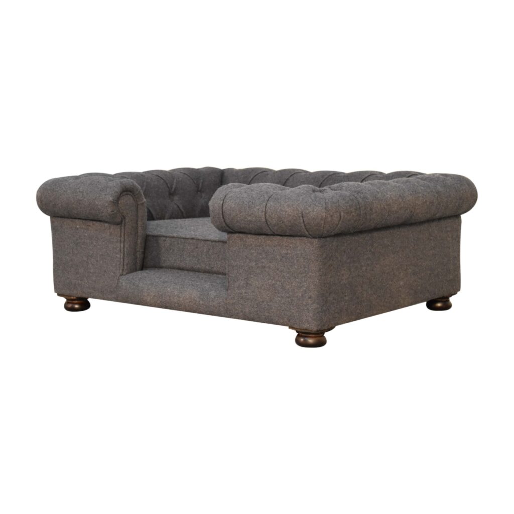 Battleship Tweed Button Pet Bed - Image 3