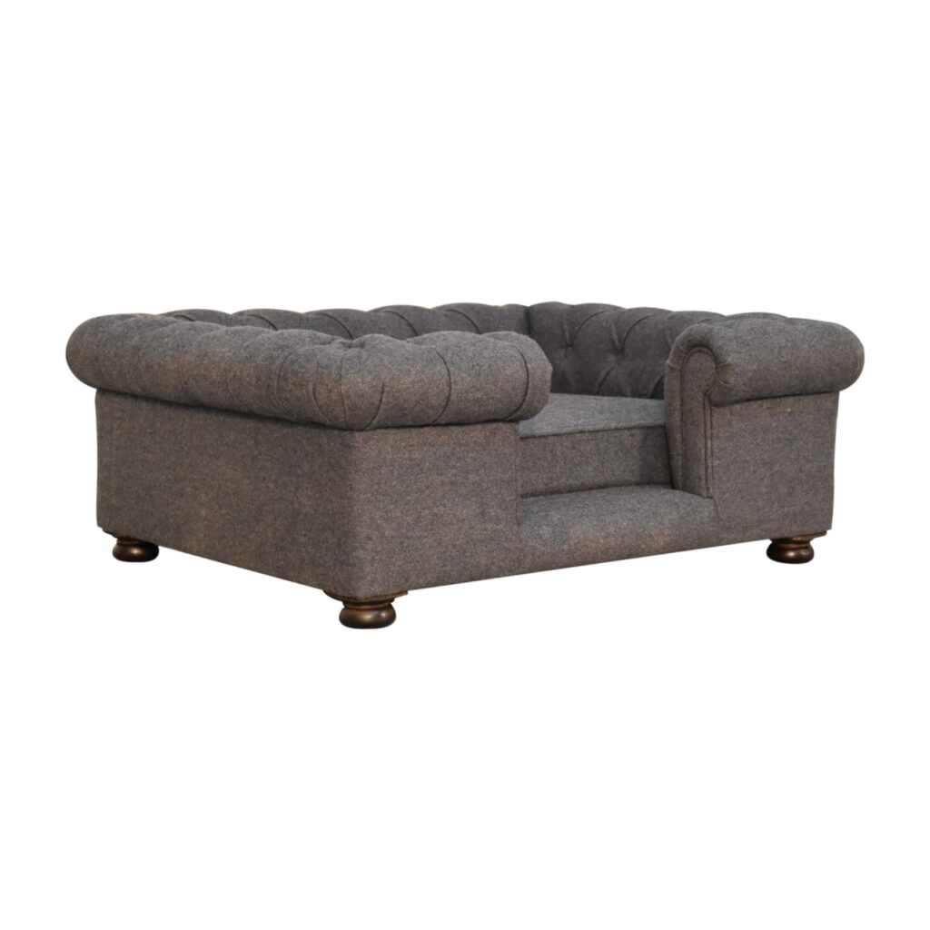 Battleship Tweed Button Pet Bed - Image 4