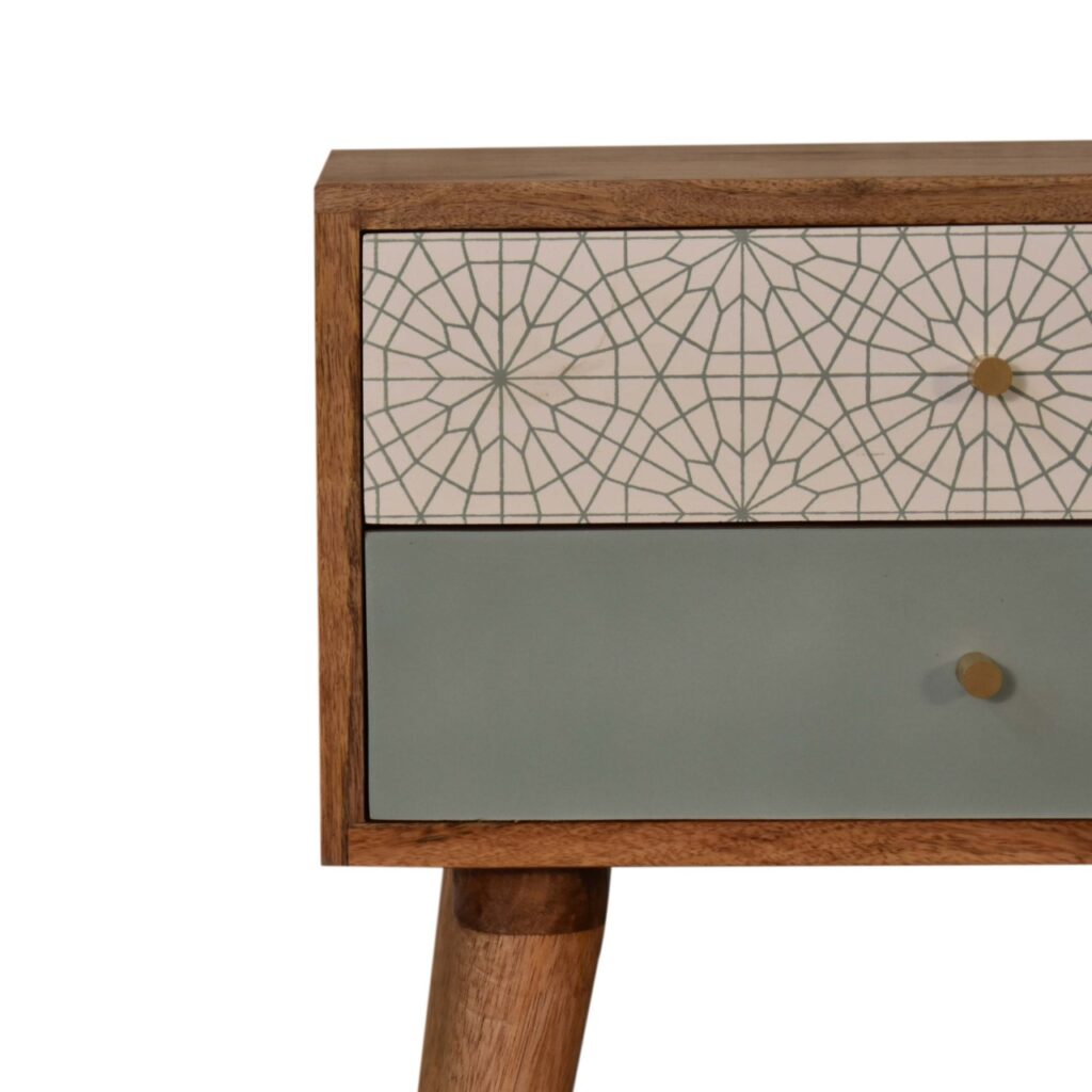 Green Patterned Bedside - Image 4