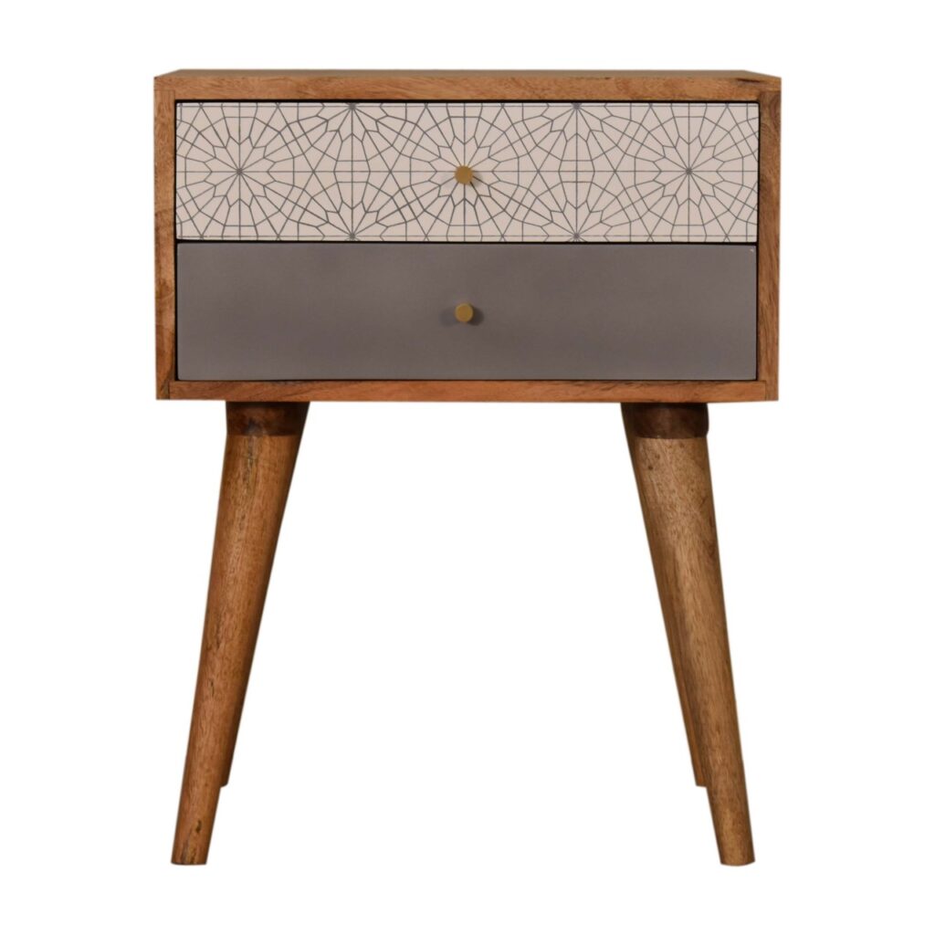 Grey Patterned Bedside - Image 2