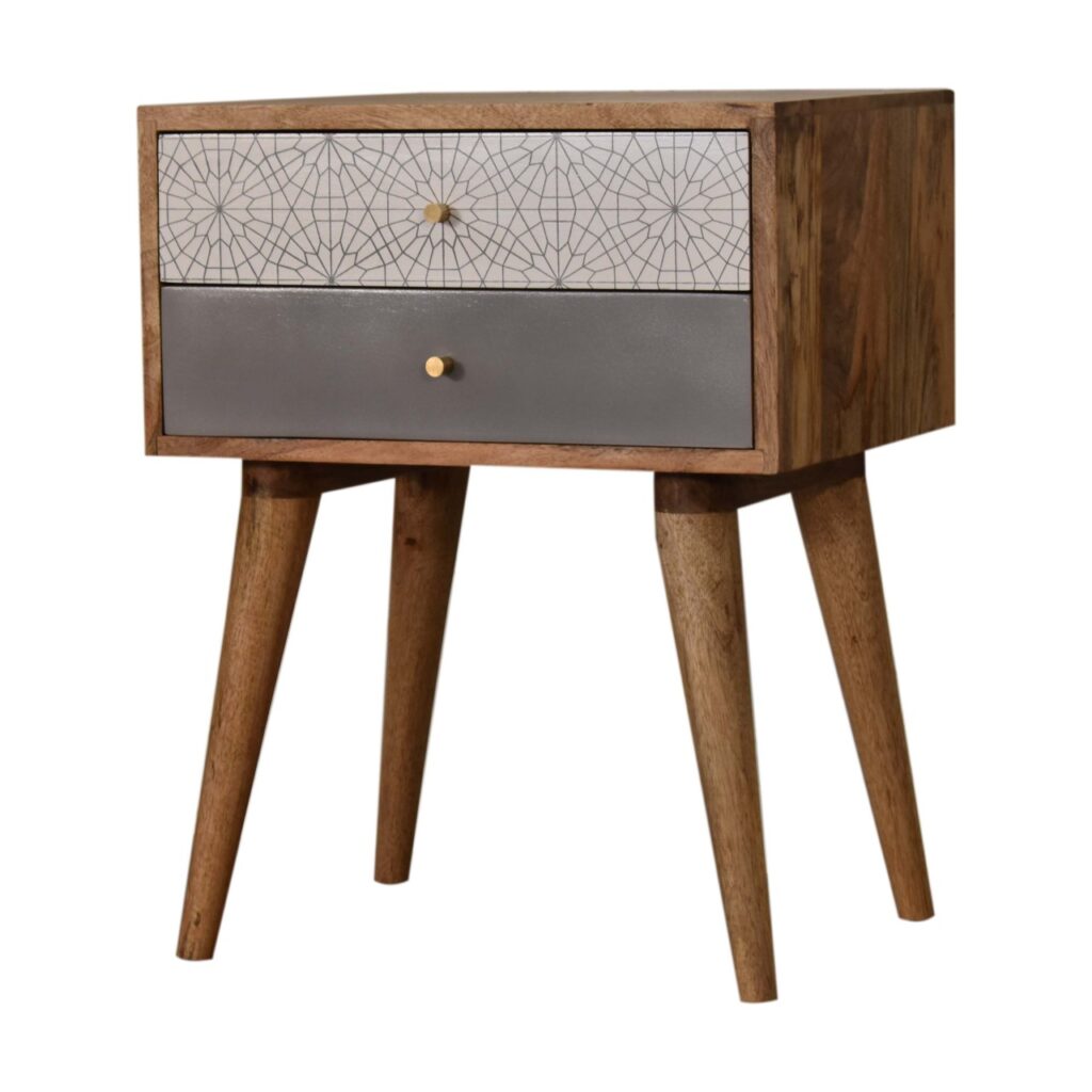 Grey Patterned Bedside - Image 3