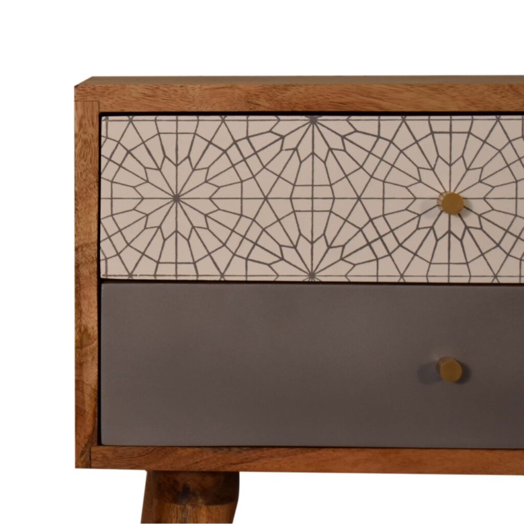 Grey Patterned Bedside - Image 7