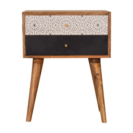 Black Patterned Bedside - Image 10