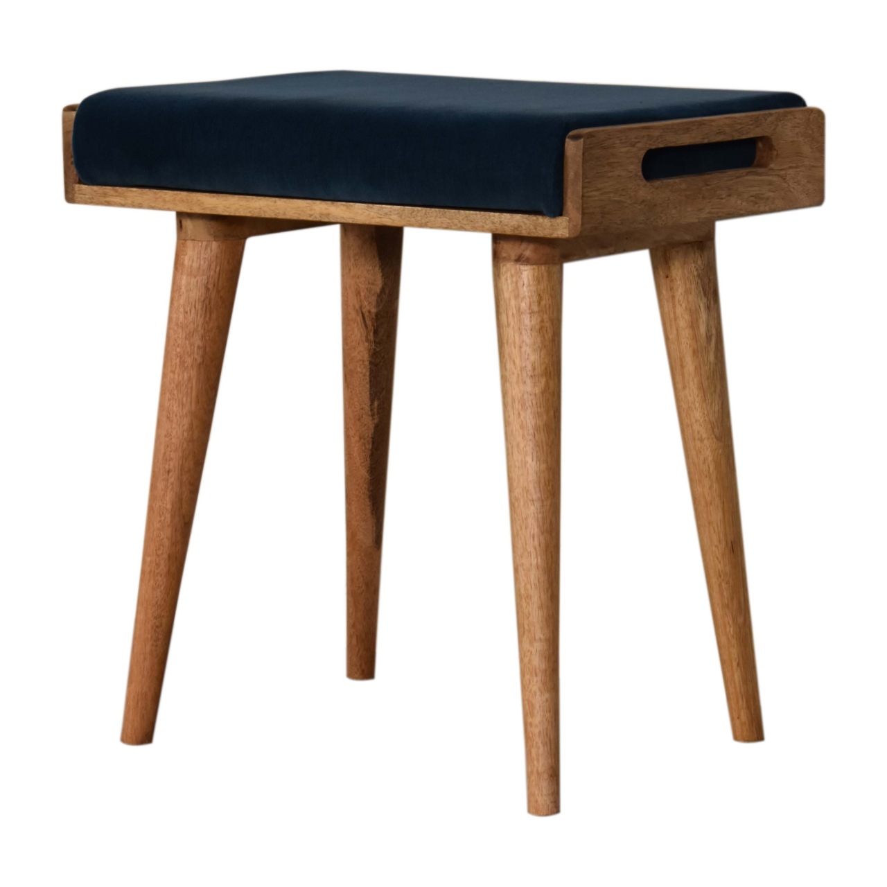 Teal Velvet Tray Style Footstool - Image 3