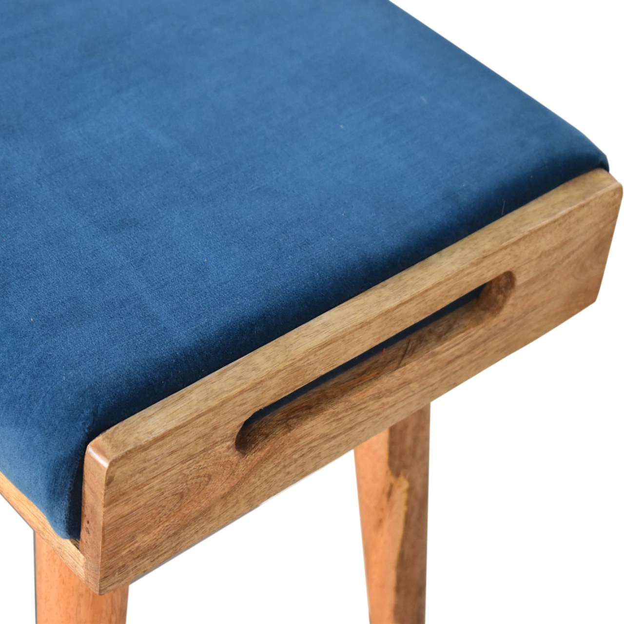 Teal Velvet Tray Style Footstool - Image 5