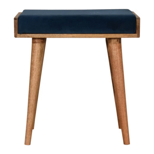 Teal Velvet Tray Style Footstool - Image 8