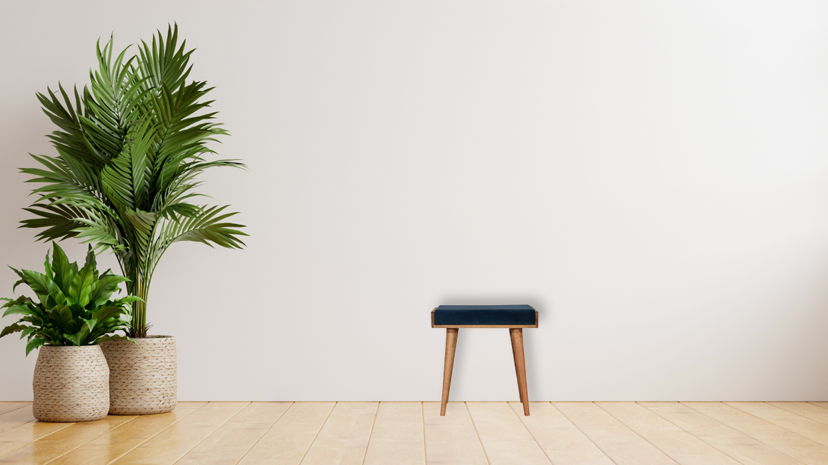 Teal Velvet Tray Style Footstool - Image 9