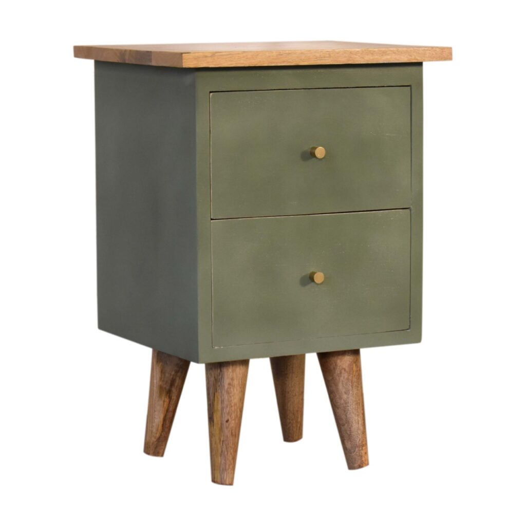 Olive Hand Painted Bedside - Image 2