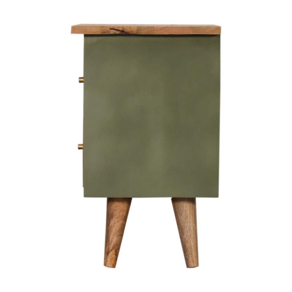 Olive Hand Painted Bedside - Image 8