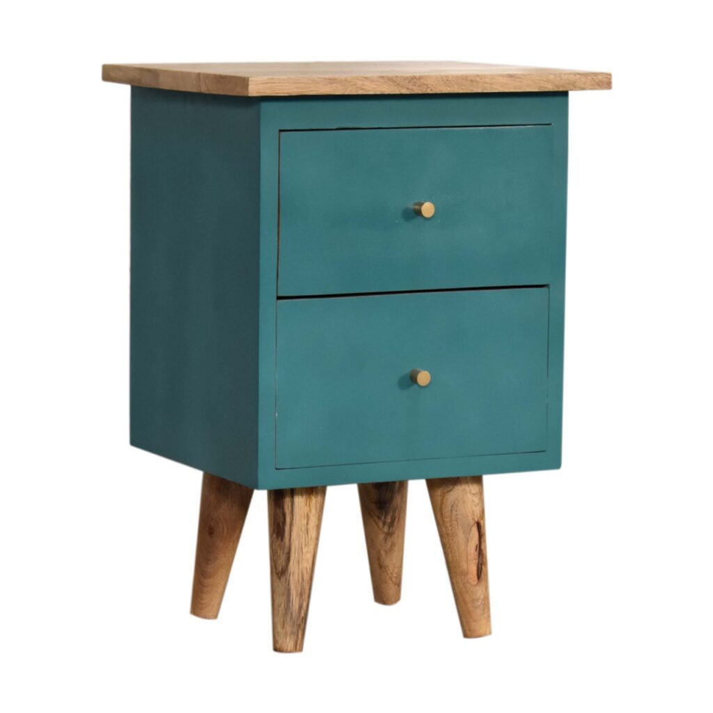 Teal Hand Painted Bedside - Image 3