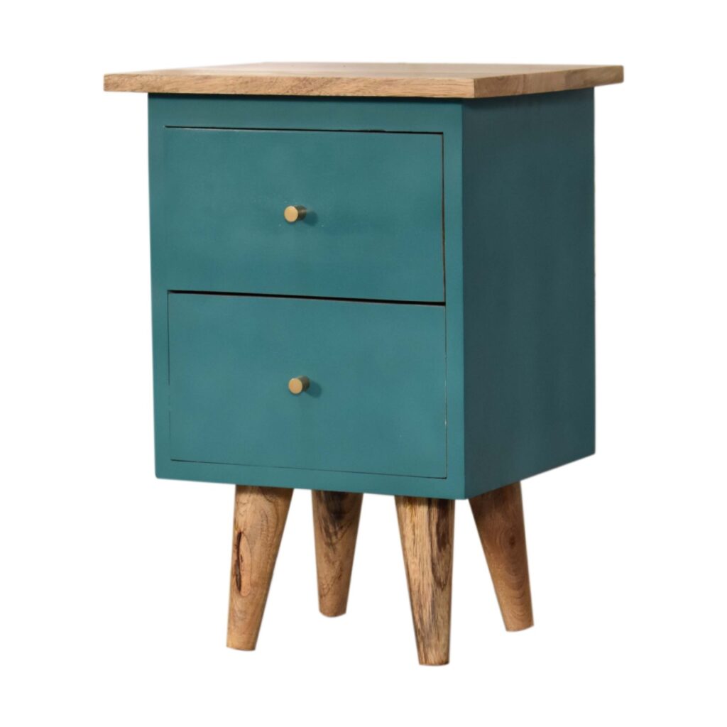 Teal Hand Painted Bedside - Image 4