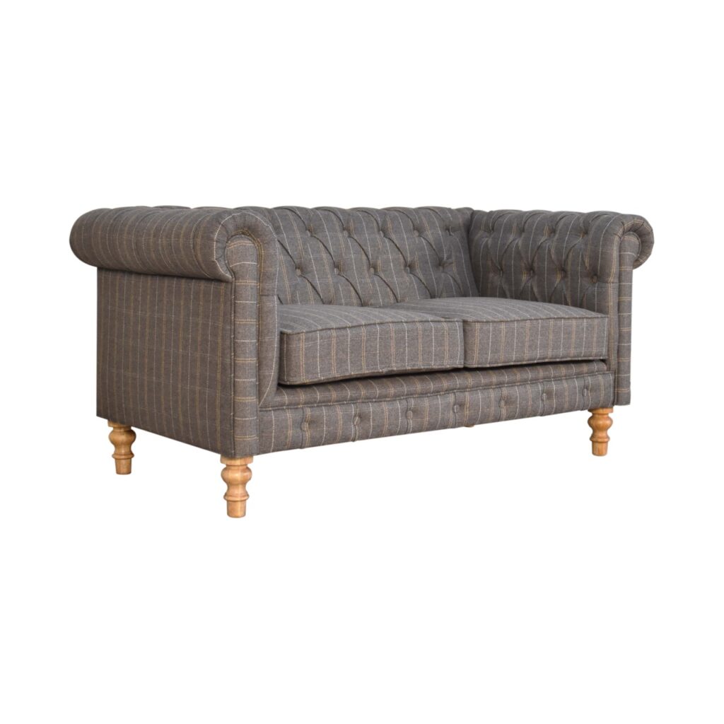 Pewter Tweed 2 Seat Chesterfield - Image 3