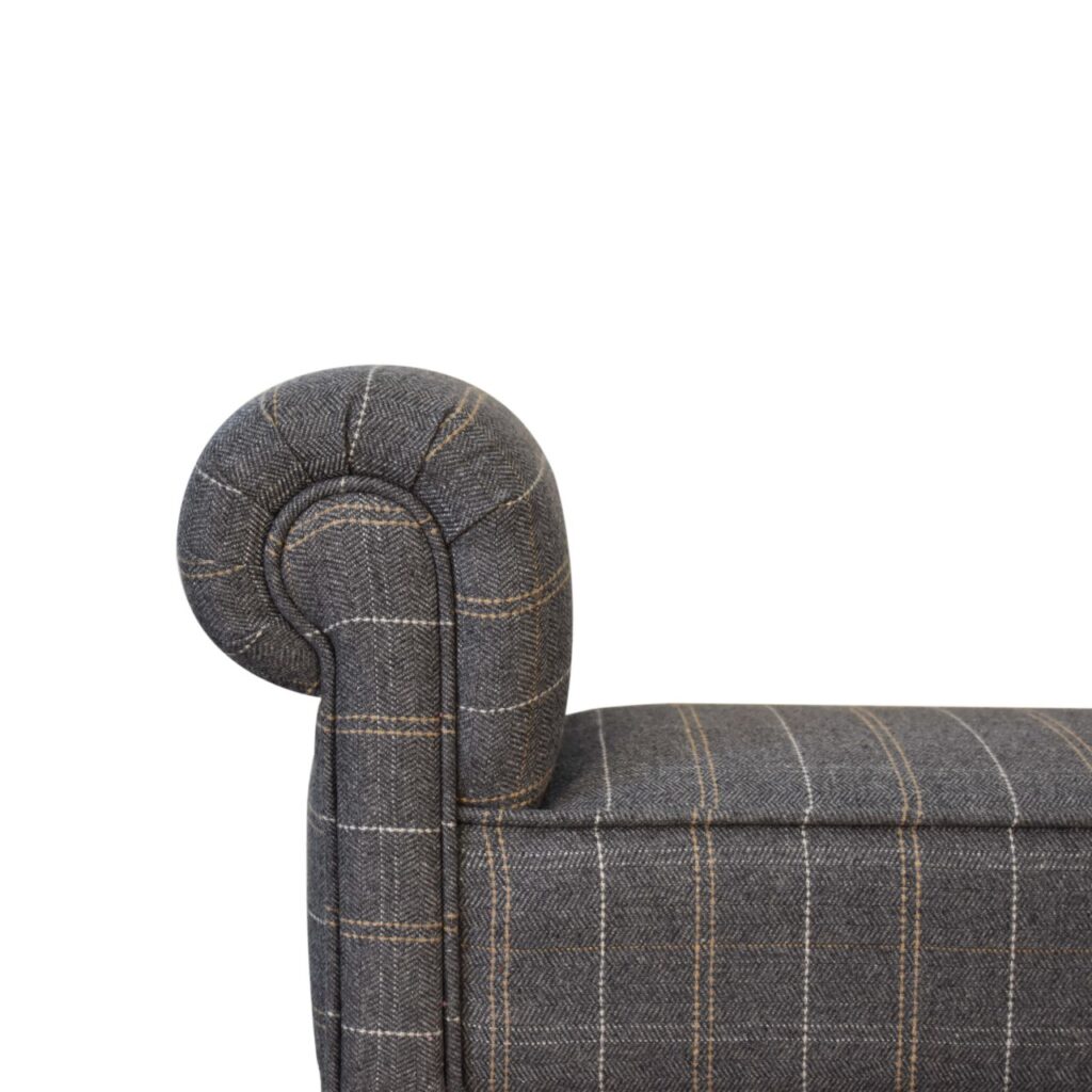 Pewter Tweed Turned Bedroom Bench - Image 4