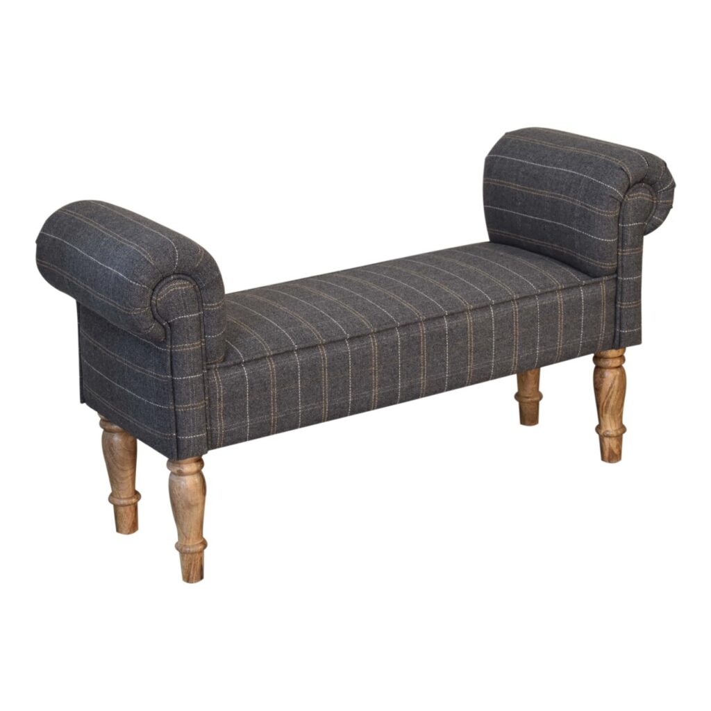 Pewter Tweed Turned Bedroom Bench - Image 6