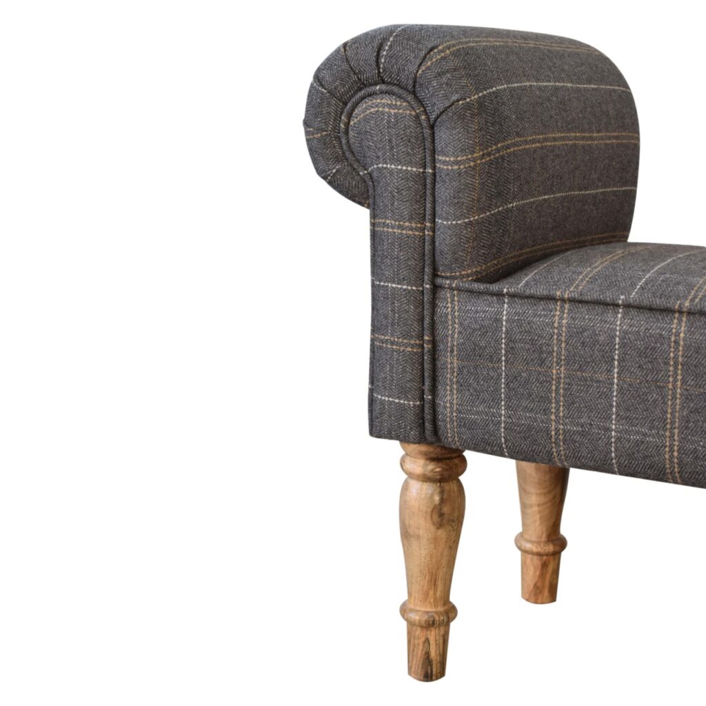 Pewter Tweed Turned Bedroom Bench - Image 7