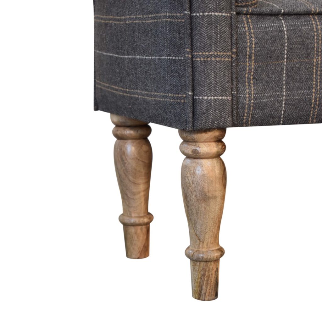 Pewter Tweed Turned Bedroom Bench - Image 8