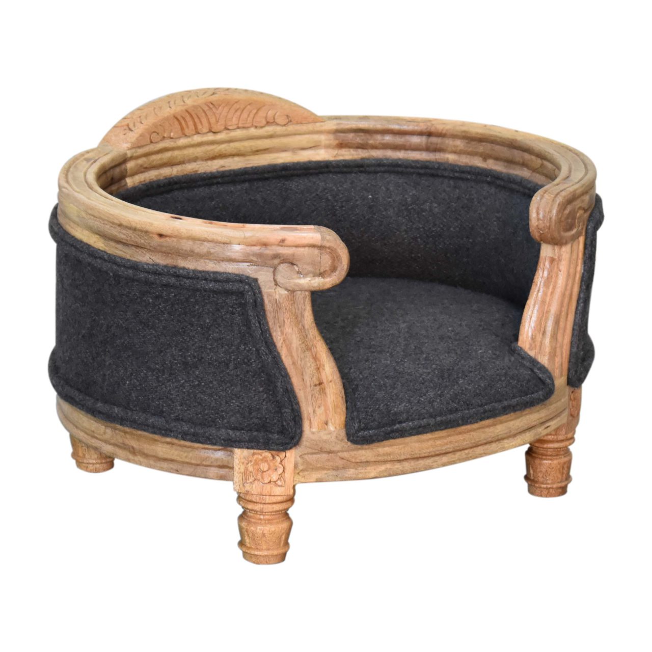 Carved Battleship Tweed Pet Bed - Image 3
