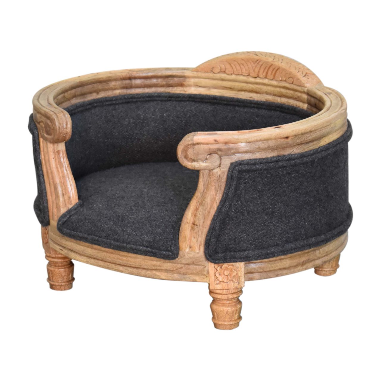Carved Battleship Tweed Pet Bed - Image 4
