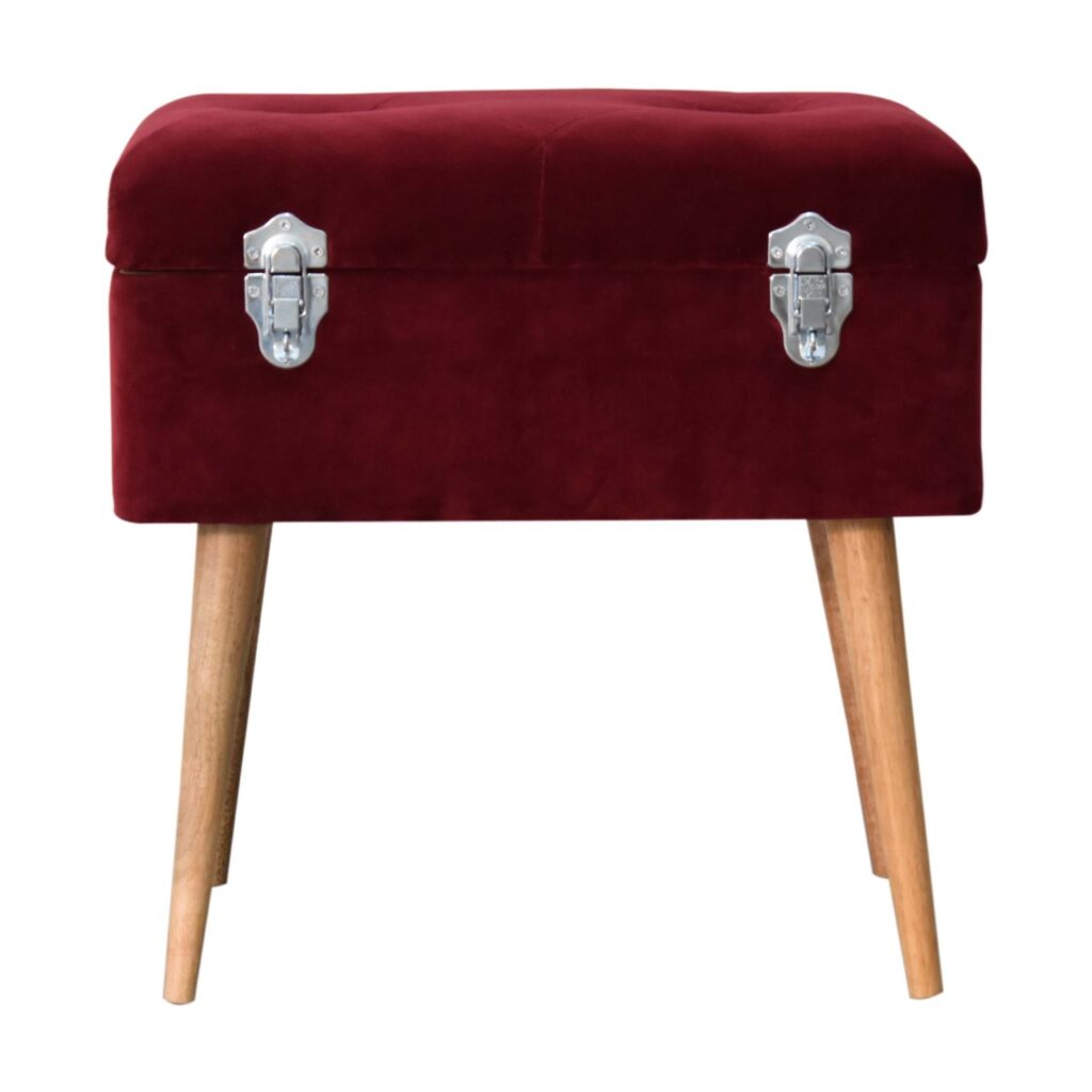 Wine Red Nordic Storage Bench - Image 2