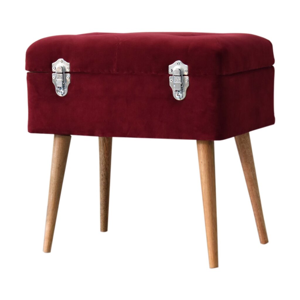 Wine Red Nordic Storage Bench - Image 3