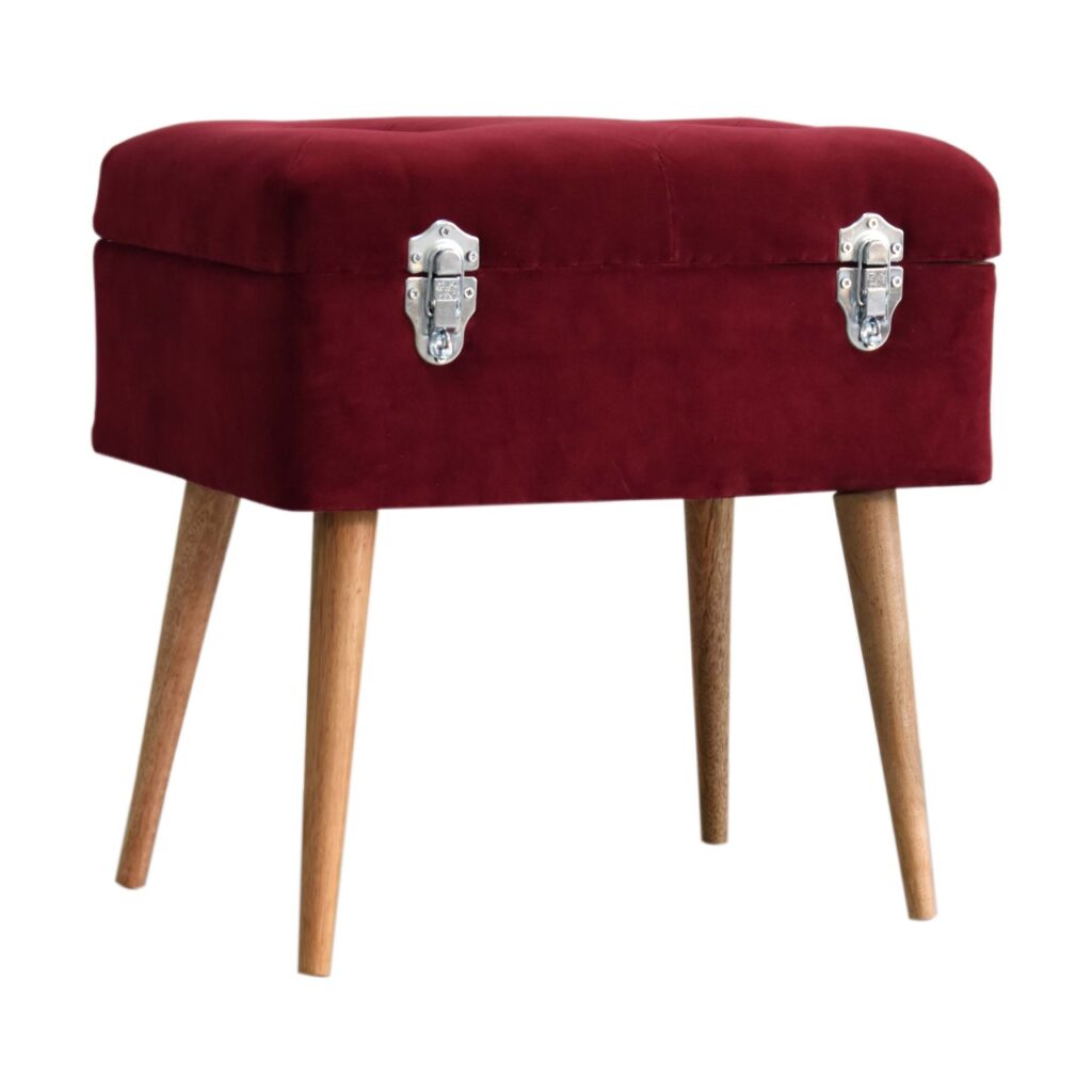 Wine Red Nordic Storage Bench - Image 4
