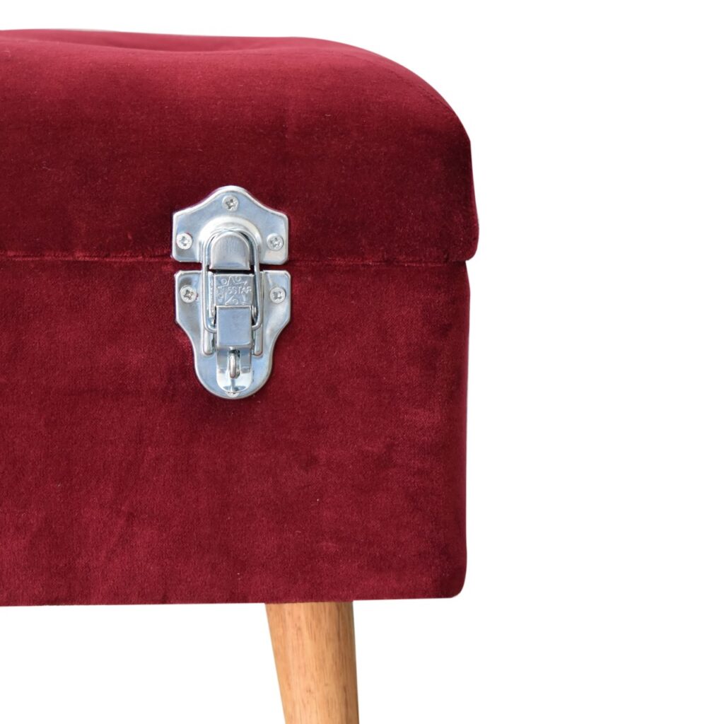 Wine Red Nordic Storage Bench - Image 5