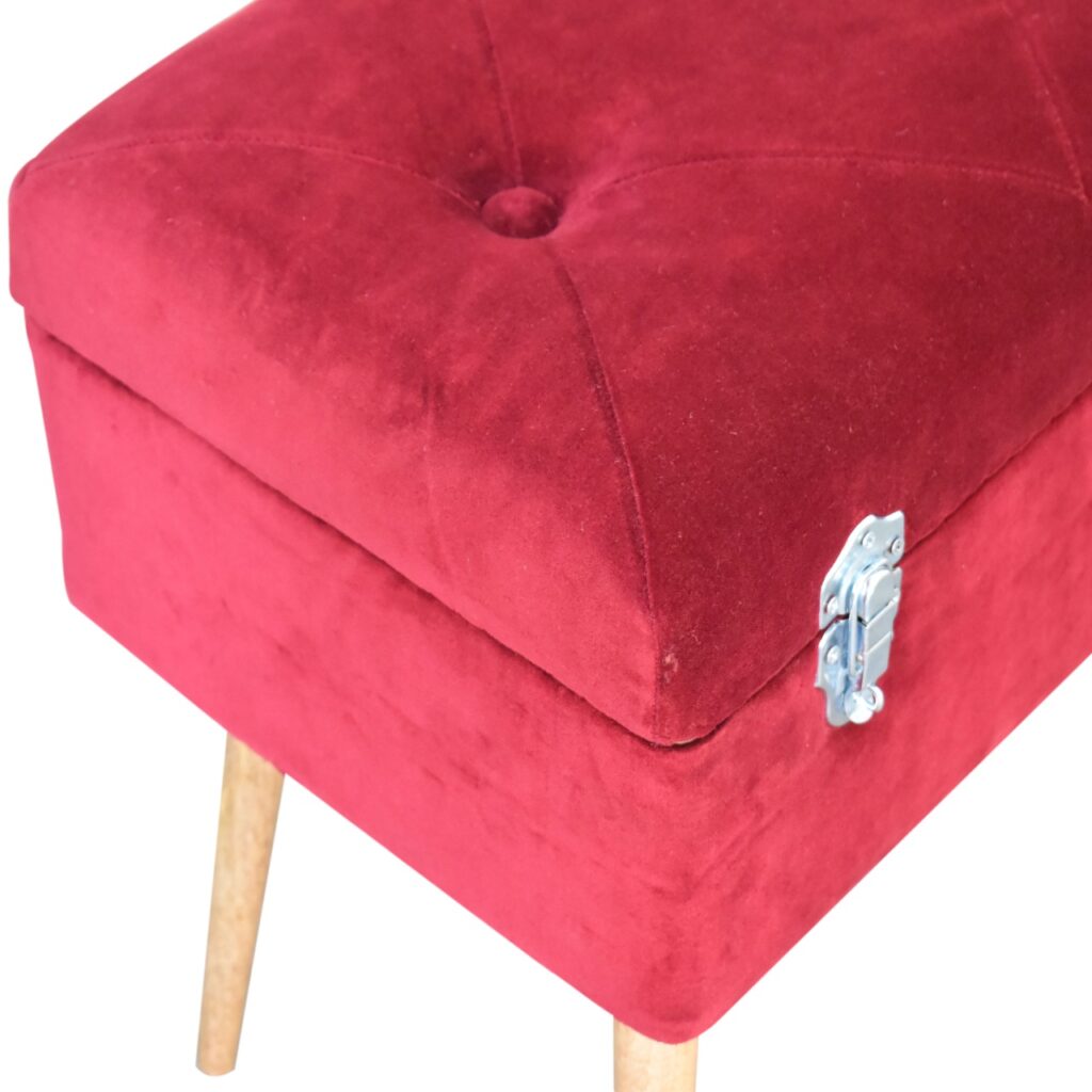 Wine Red Nordic Storage Bench - Image 6