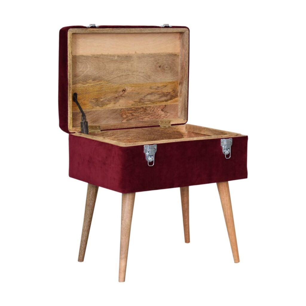 Wine Red Nordic Storage Bench - Image 7