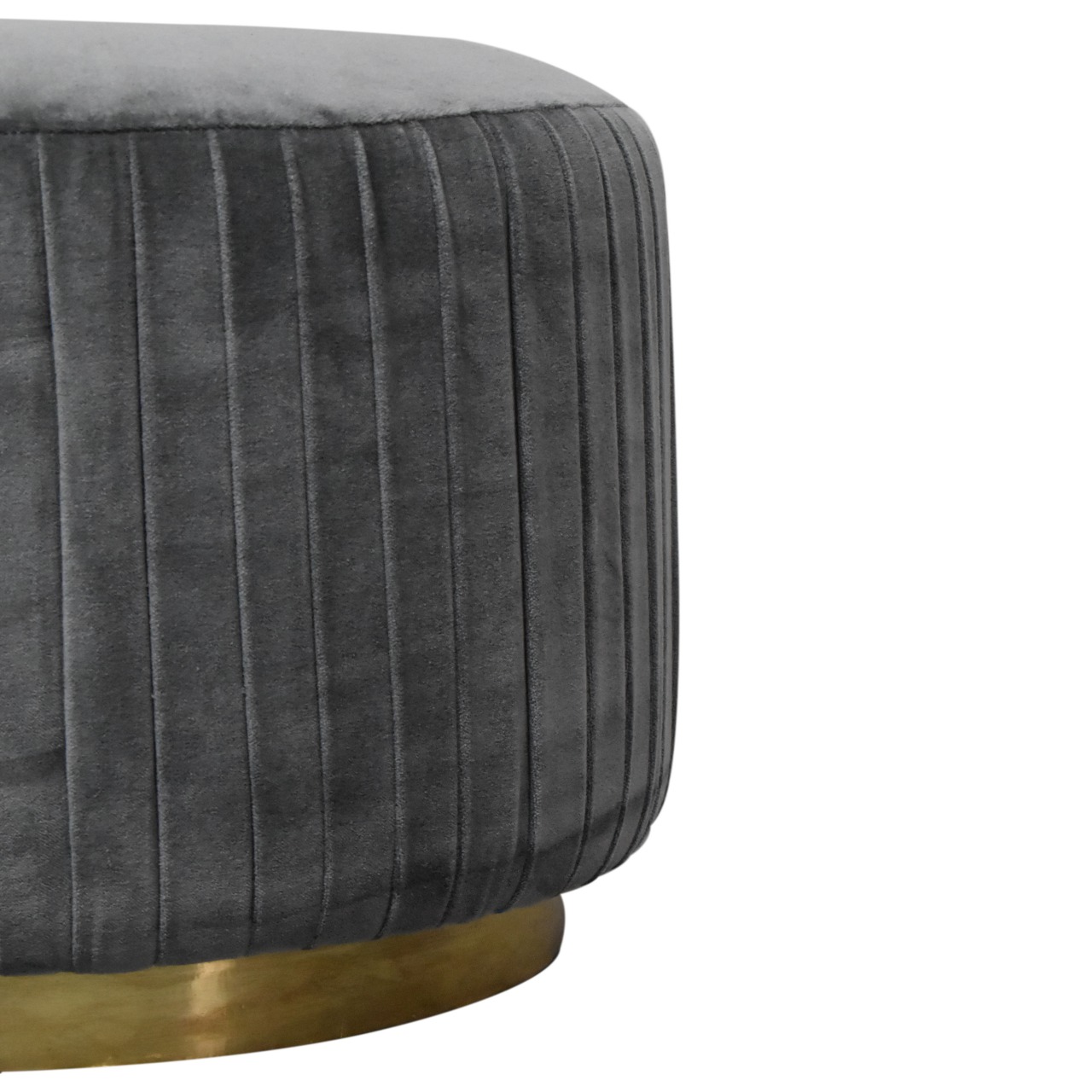 Grey Velvet Pleated Footstool - Image 4