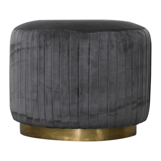 Grey Velvet Pleated Footstool - Image 9