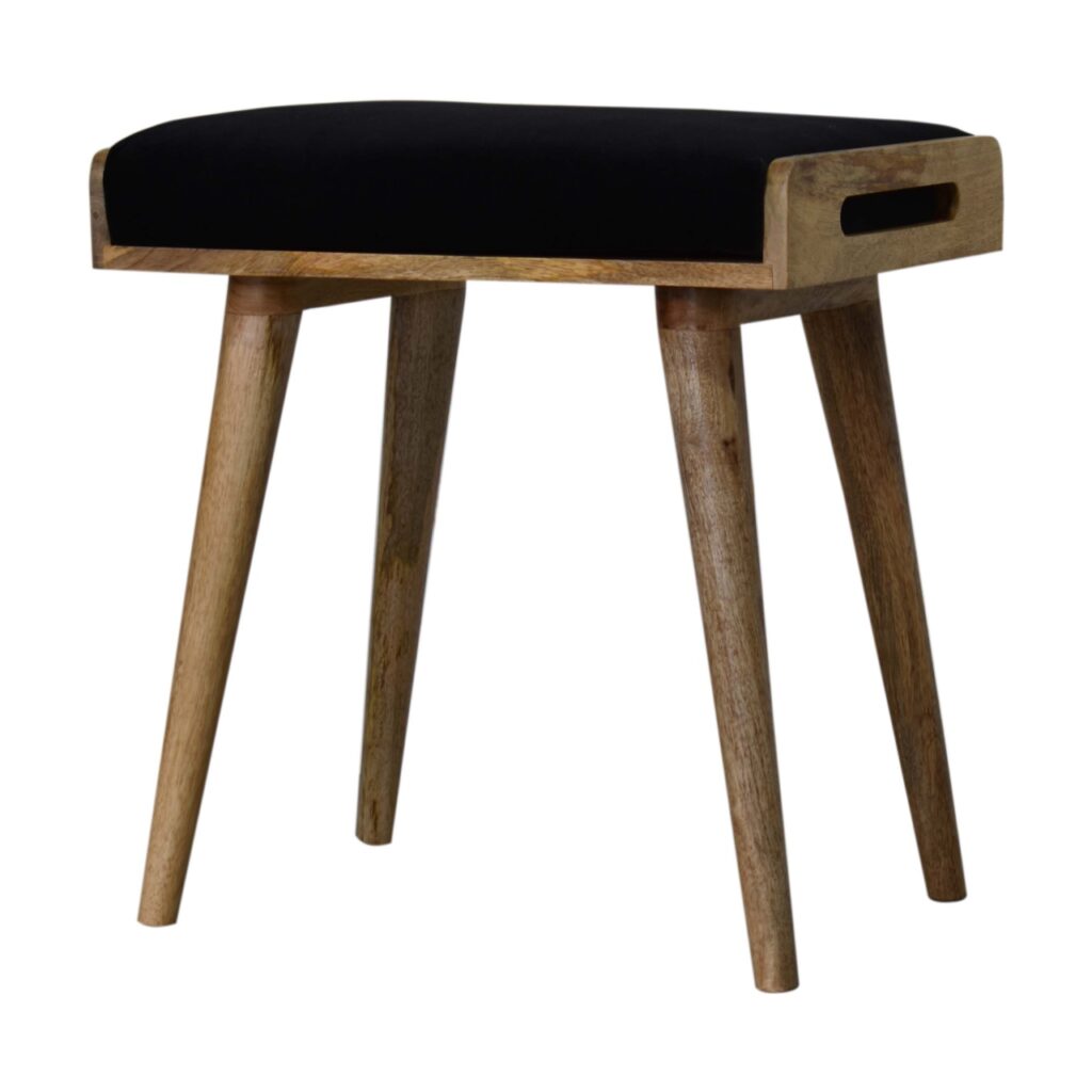Black Velvet Tray Style Footstool - Image 4