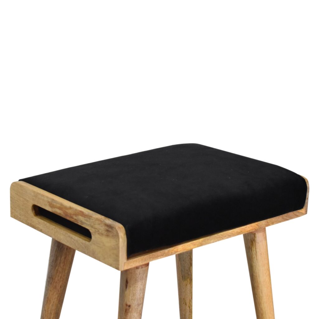 Black Velvet Tray Style Footstool - Image 6