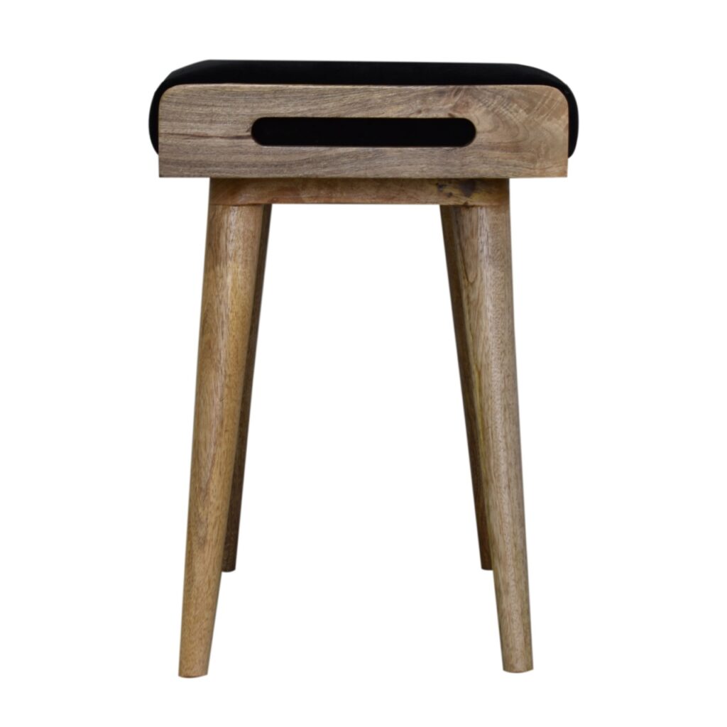Black Velvet Tray Style Footstool - Image 9
