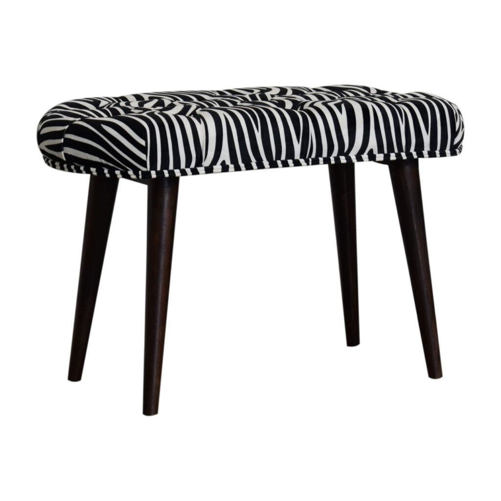 Zebra Print Deep Button Bench - Image 2