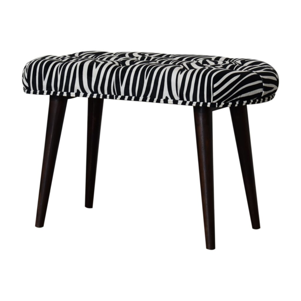 Zebra Print Deep Button Bench - Image 3