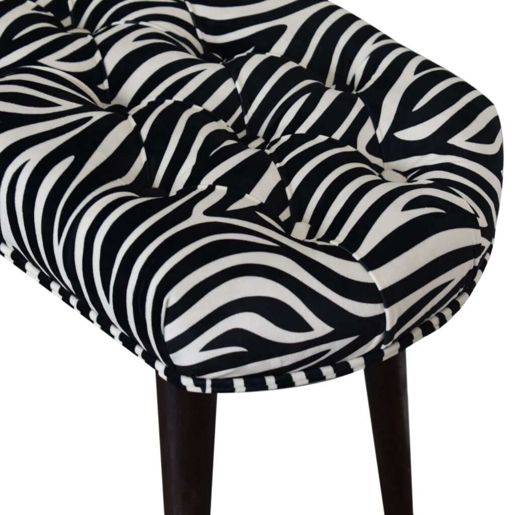 Zebra Print Deep Button Bench - Image 4