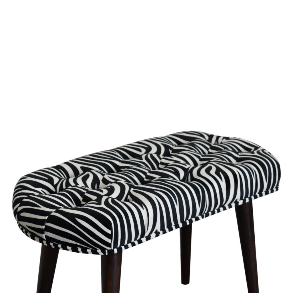 Zebra Print Deep Button Bench - Image 5