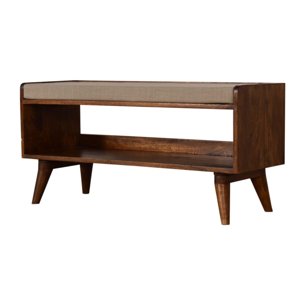 Mud Linen Nordic Storage Bench - Image 2