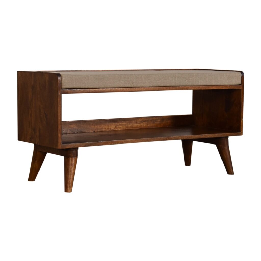 Mud Linen Nordic Storage Bench - Image 3