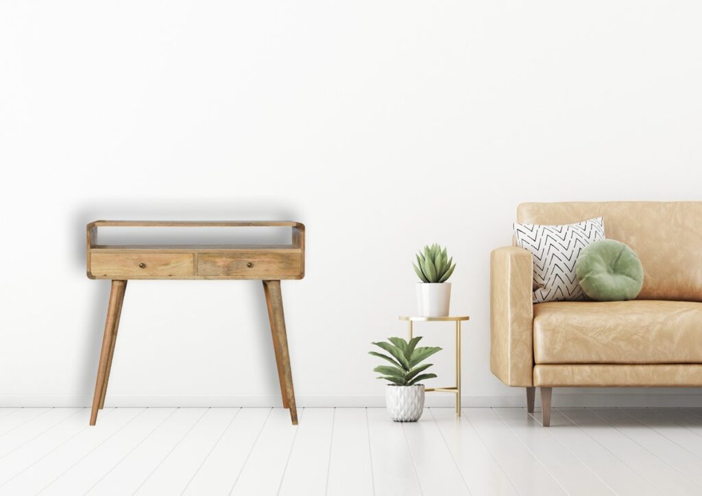 Curved Oak-ish Console Table - Image 12