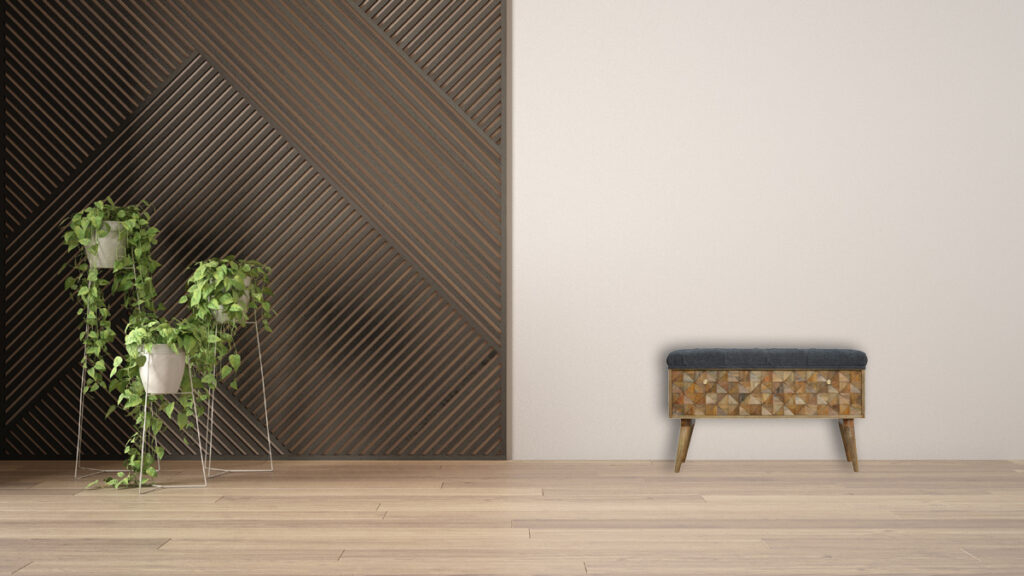 Grey Tweed Diamond Bench - Image 12