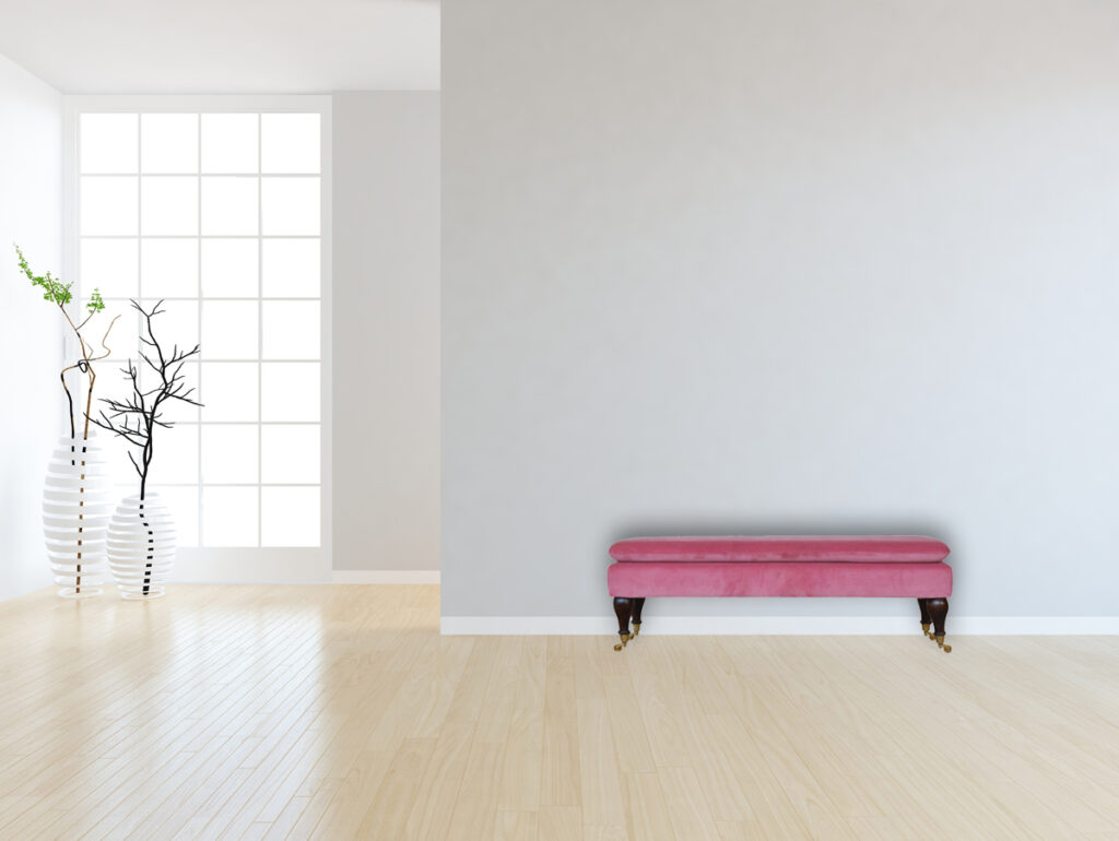 Pink Velvet Castor Bench - Image 11