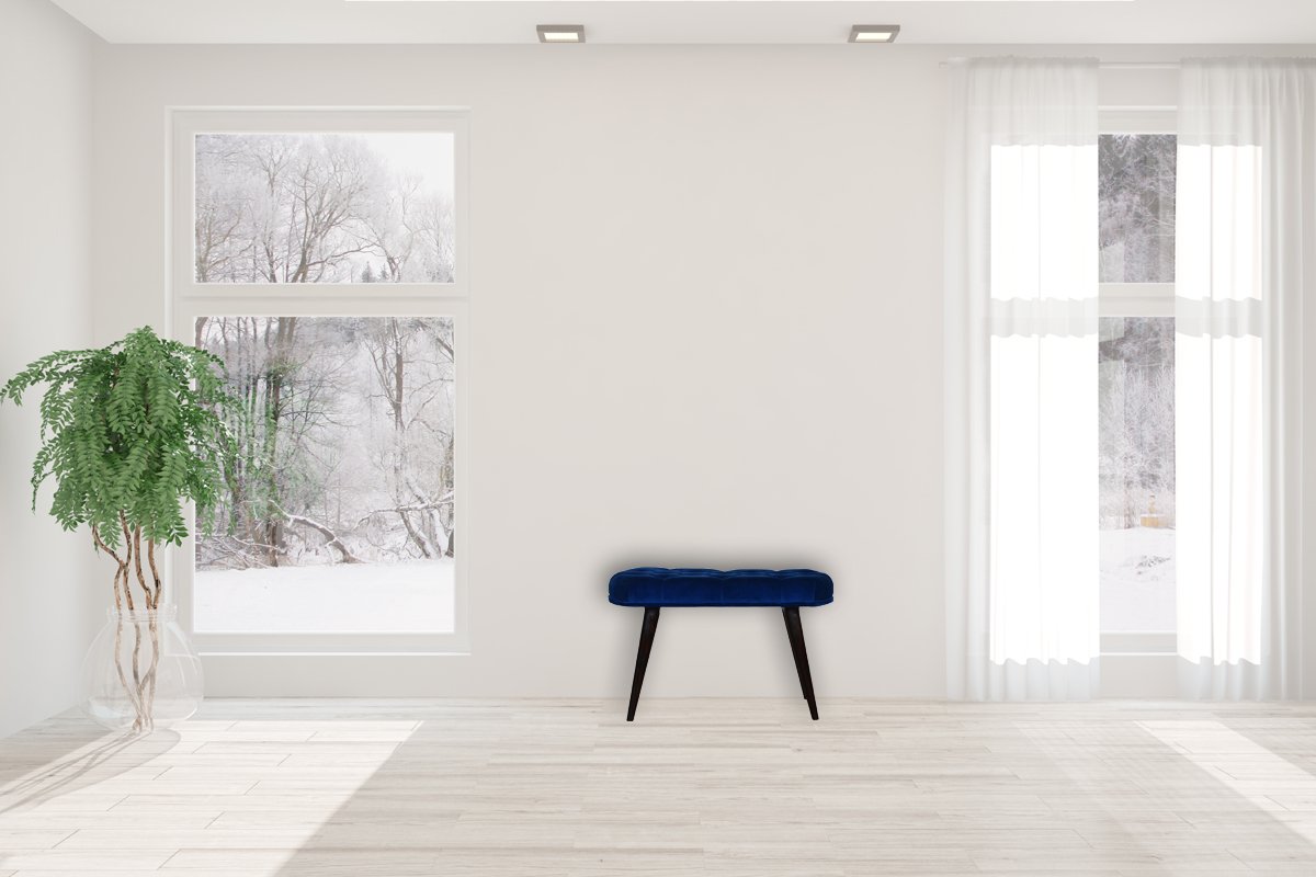 Royal Blue Velvet Button Bench - Image 12