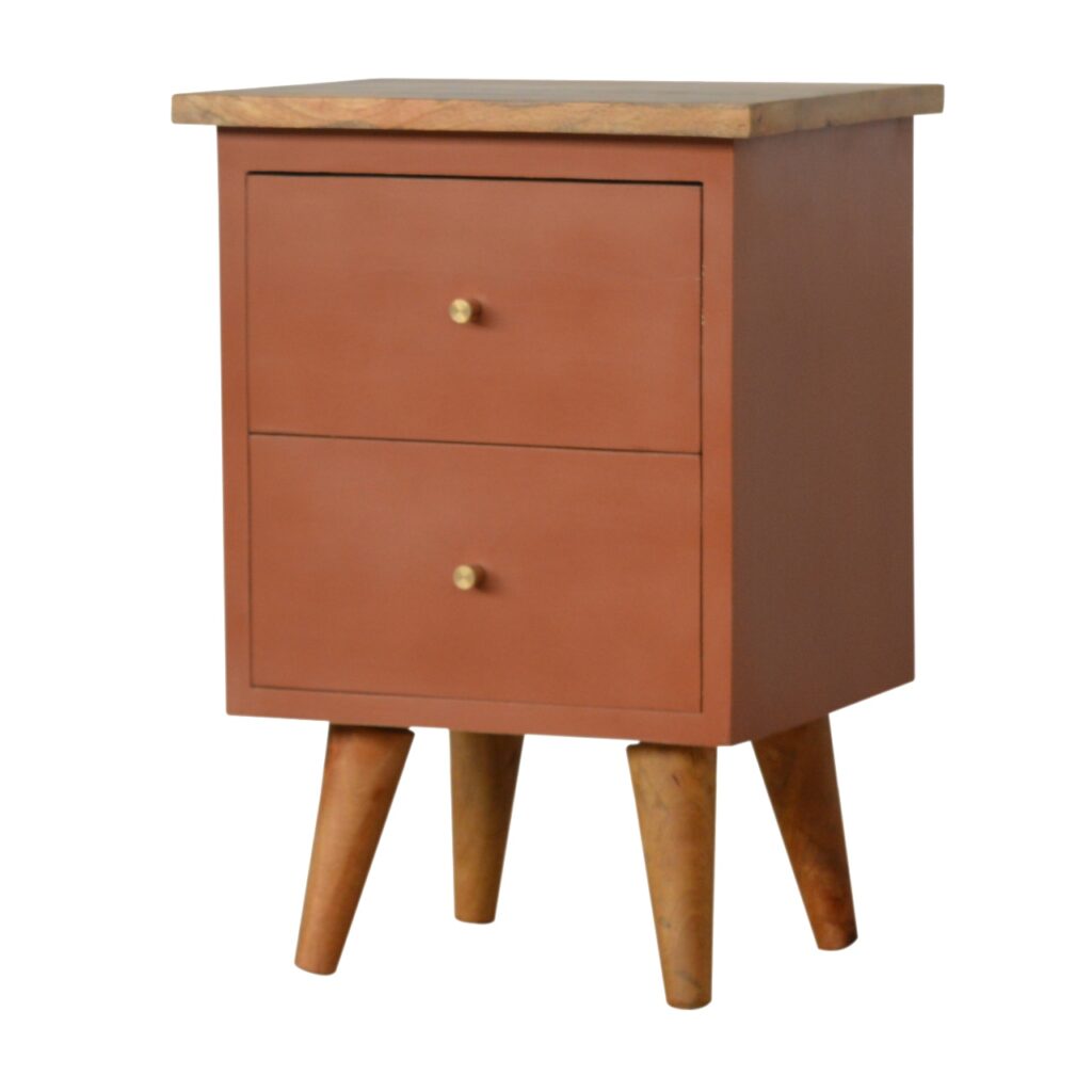 Brick Red Hand Painted Bedside - Image 2
