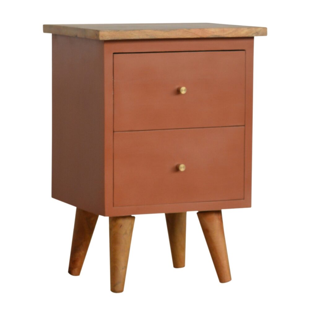 Brick Red Hand Painted Bedside - Image 3
