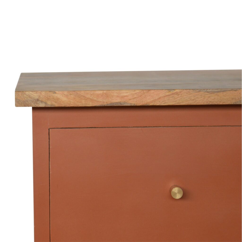 Brick Red Hand Painted Bedside - Image 5