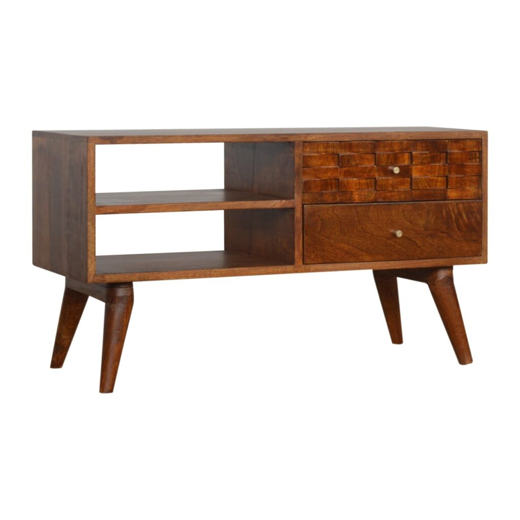 Tile Carved Chestnut TV Unit - Image 4